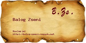 Balog Zseni névjegykártya